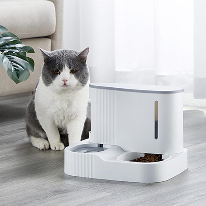 Автоматична годівниця та поїлка Junbec-Pet для котів і собак, гравітаційна, з таймером, набір для сухого корму та води