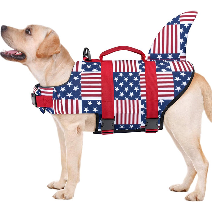 Жилет для плавання собак Malier, Ripstop, висока плавучість, для малих, середніх та великих собак, яскравий, рятувальний, в клітинку, розмір Small