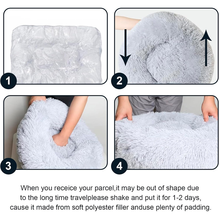 Кішка ліжко Aspand, м'яке, діаметр 60 см - зручне ліжко для котів з неслизьким дном для теплого та затишного сну (60x60x18 см, Темно-синій)