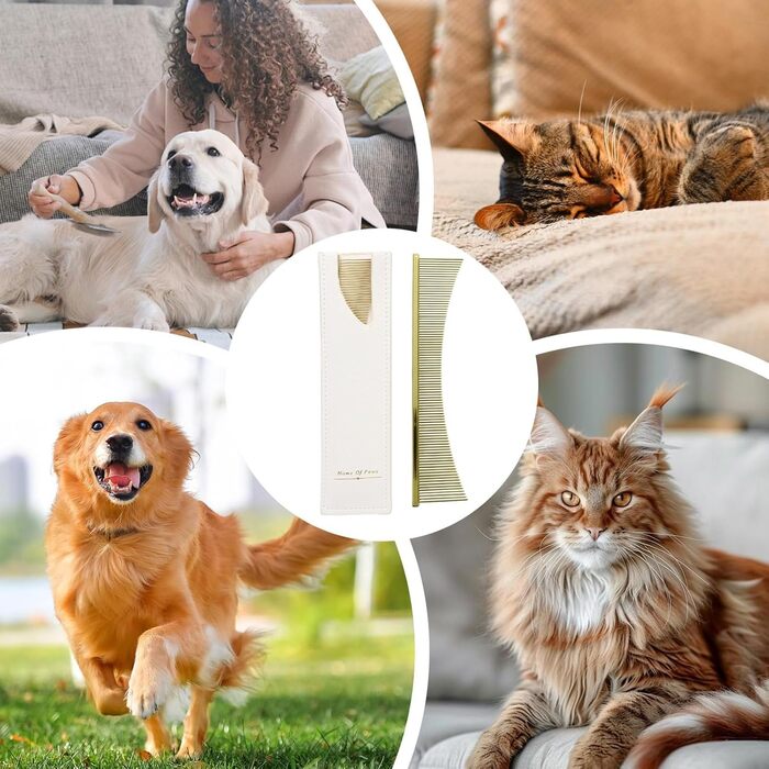 Флохкам для собак | Щітка для котів | Аксесуари для купання собак та котів | Флох-щітка для довгошерстих порід, цуценят | Золотий колір