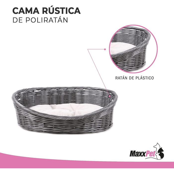 MaxxPet Ліжко для собак і котів, кругле, з подушкою, антрацит, 54x40x17,5 см