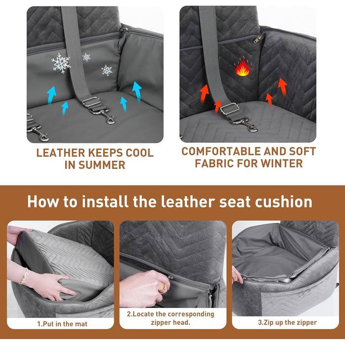 Автокрісло для собак: комфортне та безпечне автокрісло з меморі-піни для собак маленьких та середніх порід, з ременями безпеки та водонепроникним покриттям