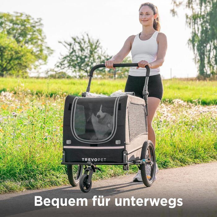 Легкий велосипедний візок для собак 2-в-1 – для собак вагою до 30 кг, складаний, з кулером, прапорцем безпеки та м'яким килимком, сумісний з електровелосипедами