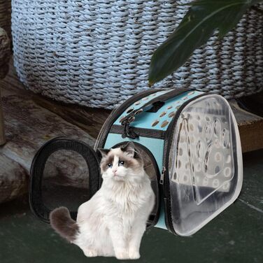 Транспортна сумка для котів POPETPOP: міцна, з прозорим корпусом, для подорожей та вигулів, блакитна