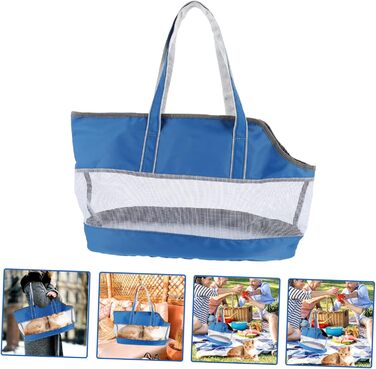 Транспортна сумка для котів POPETPOP з кишенькою-холодильником, нейлон, блакитна