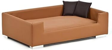 Диван для собак Lycce з екошкіри, кольору нуґа, 91x57x25 см