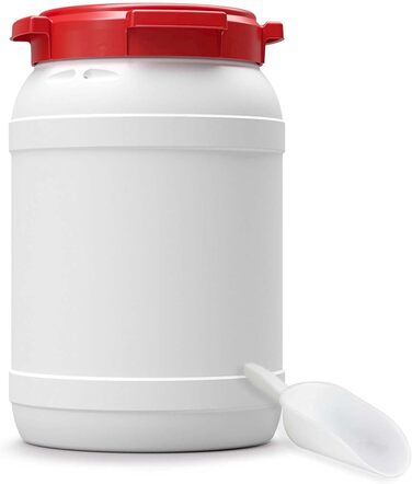 Контейнер для корму з кришкою та лопаткою DIE BOX FABRIK, 20 л, HDPE, для зберігання корму для тварин, велика горловина, топ-якість