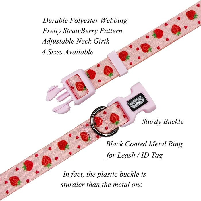 Нашийник та поводок для собак Olahibi Kombi-et, леопардовий принт, поліестер, 150 см, повід з панде, для маленьких собак (колір коричневий леопард), нашийник (M, набір сердечок та полуничок)