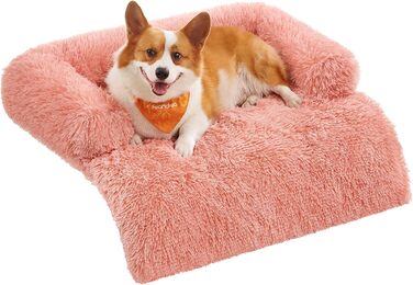 Лежак для собак Feandrea FluffyHug L, плюшевий, 95x85x16 см, рожевий, килимок-декор та захист для дивану