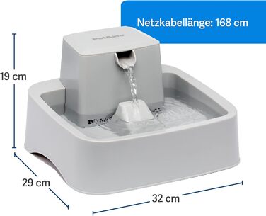 Автоматична поїлка PetSafe Drinkwell 3,7 л для собак і котів, подвійна фільтрація, BPA-вільний пластик, сіра