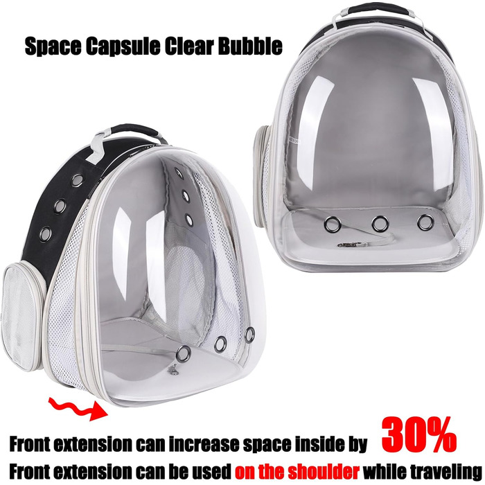 Рюкзак для кота, переноска для тварин до 9 кг, з фронтальною розширенням, чорний, для котів, цуценят, кроликів