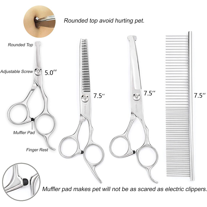 Набір для грумінгу собак та котів: професійна сталева ножиця з безпечною насадкою
