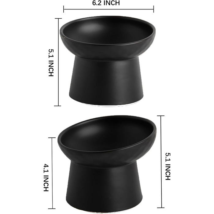 Керамічна годівниця для котів з підняттям, нахилена, для їжі та води, без стресу, запобігання зворотному потоку, придатна для миття в посудомийній машині та мікрохвильовій печі, без свинцю та кадмію