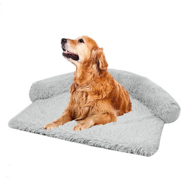 М'яка плюшеві килимки для собак на диван, заспокійливе ліжко для собак, ультрам'яке хутро для домашніх тварин, м'яке, можна прати, подушка, захист меблів, ліжко для собак та котів (M, світло-сірий)