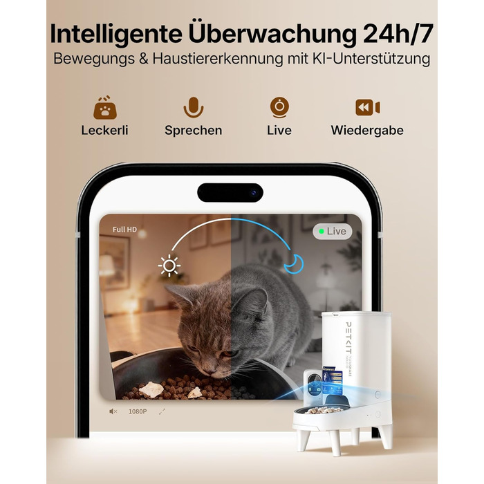 Автоматична годівниця для котів та собак PETKIT YumShare Solo 2 з камерою, розпізнаванням облич та Wi-Fi (2.4/5G), 3 л