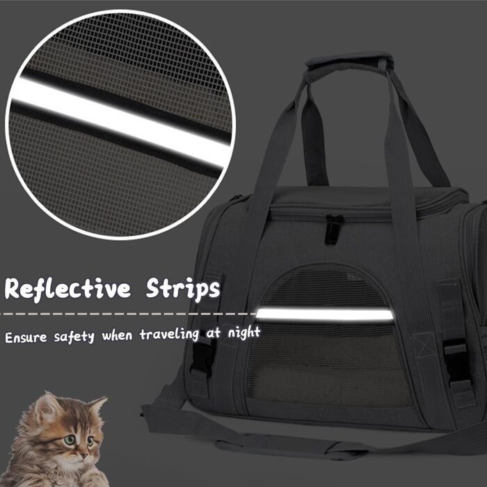 Транспортна сумка для кота APKOL, 5 кг, чорна. Складана переноска для котів та маленьких собак з плечовим ременем
