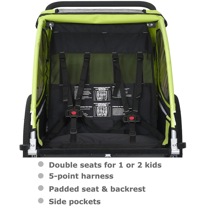 Дитячий причіп Tiggo 2-в-1 для велосипеда, Jogger, 50402 (Зелений)