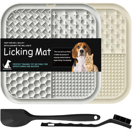 Килимок для собак з присосками, 2 шт. (бежевий + сірий) - для грумінгу, тренувань та купання