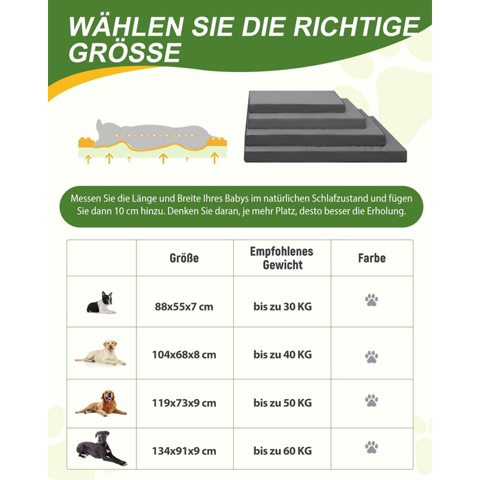 Ортопедичне ліжко для собак Favodormir, великі породи, 104x68 см, знімний чохол з екошкіри, комфортне та прохолодне для дому та вулиці, сірий колір