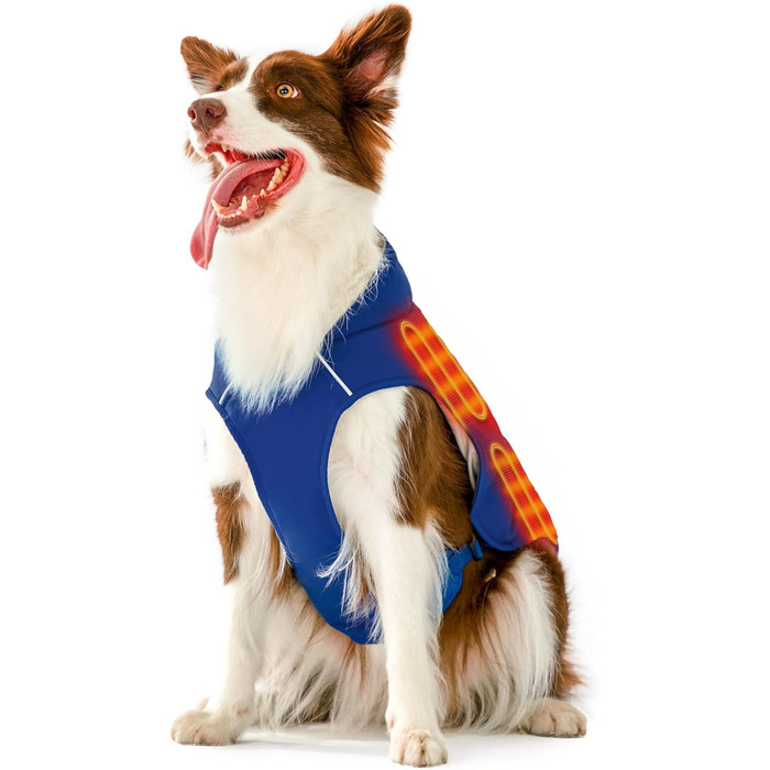 ORORO Теплий зимовий одяг для собак з підігрівом, акумуляторний, відбиваючий, для малих, середніх та великих собак (Синій, L)