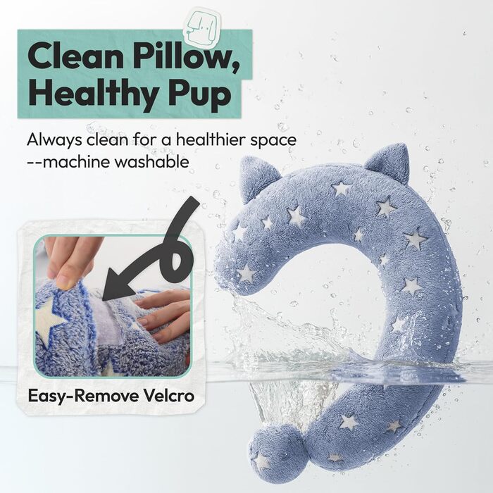 Подушка для собак POMESEA, велика, синього кольору. М'яка подушка для розслаблення з щільної бавовни для підтримки голови, шиї та спини. Машинне прання, зручна іграшка для собак, світиться в темряві.