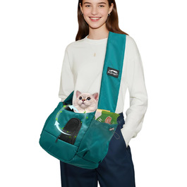 Трансформер для собак та котів до 3,2 кг, дихаюча переноска для тварин, сумка-переноска з кишенями, блакитна