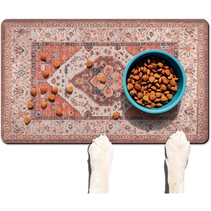 Килимок під годівницю для котів та собак, водонепроникний, 43.2 x 76.2 см, Boho, Етно, Оранжевий