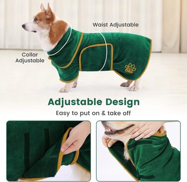 Рушник для собак PETTO, зелений, M - для великих, середніх та маленьких собак