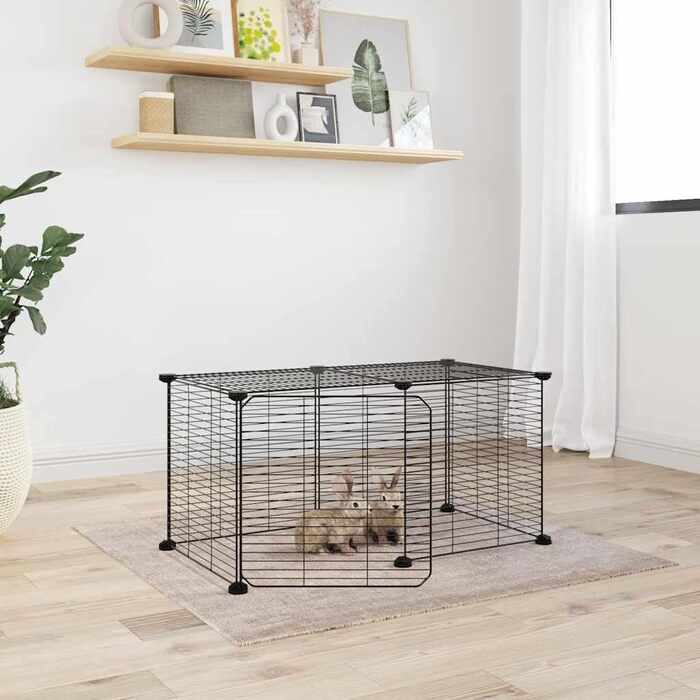 Клітка для тварин vidaXL, 8 секцій, дверцята, сталева, 35x35 см, чорна, для кроликів, цуценят, свійських тварин