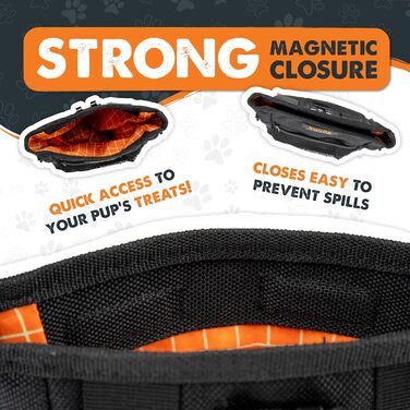 Футляр для ласощів Mighty Paw для собак, 2.0 | Сумка для тренування собак - Лотік для собак - Пет тренінг, сумка для ласощів з ремінцем - Магнітна застібка (Помаранчевий/Чорний)
