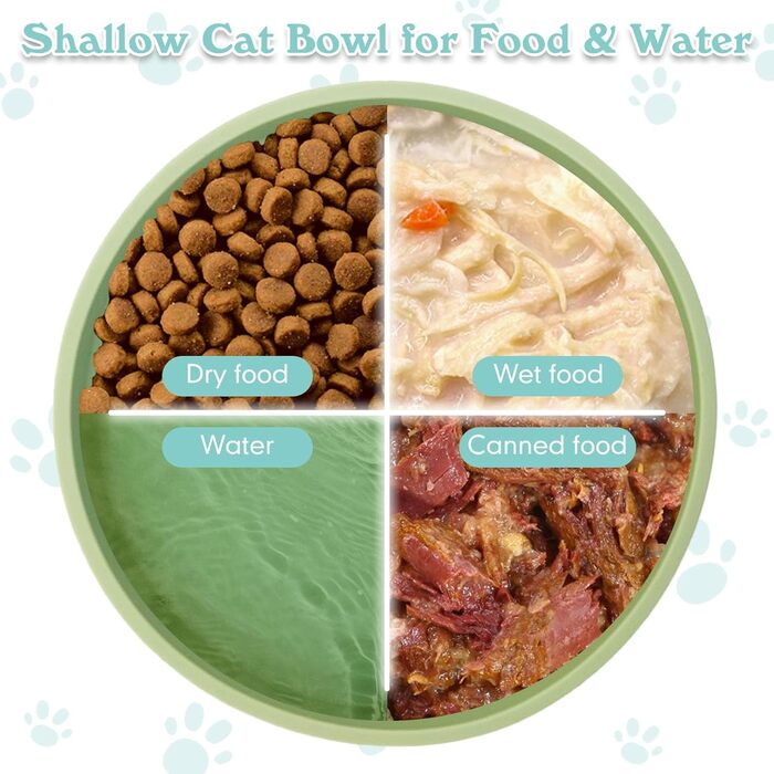 Набір мисок для котячого корму Apatal з силікону, 15 см, набір з 2 мисок для котів, широкі миски, для сухого та вологого корму, зелені