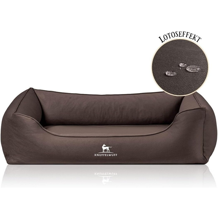Ортопедичне ліжко для собак Knuffelwuff Oliver, розмір S, темно-коричневе | Зносостійке покриття штучної замші | Memory Foam | Водовідштовхувальне, пральне | Для суглобів, міцне, для собак маленьких та великих розмірів, 70 x 50 x 20 см, темно-коричневе