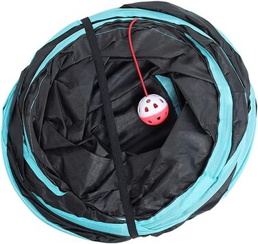 Туннель для котів Alnicov S-подібний, 3-х стороння конструкція, складаний, інтерактивна іграшка-лабіринт для кошенят, цуценят, кроликів та морських свинок з сумкою для зберігання