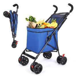 Візок для собак Wedyvko, велика місткість, для середніх собак, з пакетами для вигулу та диспенсером, кишеня для зберігання, без блискавки, легкий доступ, візок для котів/дітей (Блакитний)