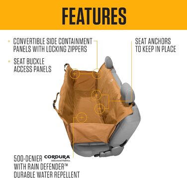 Гамак для тварин Carhartt з нейлону, захист сидіння авто, коричневий