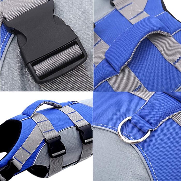 Спасальний жилет для собак PJDDP, чорний, L. Жилет для плавання з надмірною плавучістю та рятувальним руків'ям.