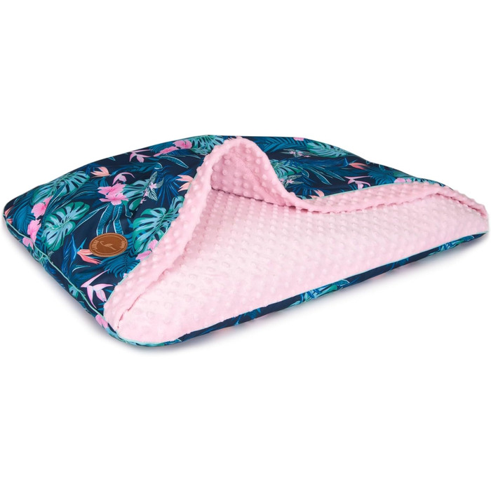 М'яке ліжко для собак середніх та маленьких порід, ліжко для котів з капюшоном, неслизьке, миється, дизайн Lauren NEL (M 80 x 60 см), Tropic