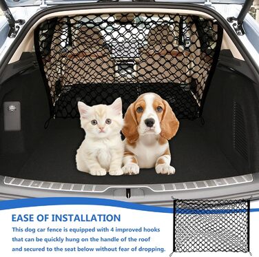 Сітка-перегородка для автомобіля GOMETY: захист для собак, 120x90 см, двошаровий поліпропілен, 4 гачки