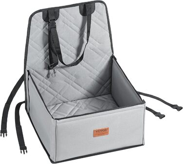 Автокрісло для собак VEVOR, сіре, до 12 кг, з підтримуючою рамою та страхувальним ременем