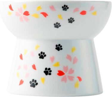 Піднята антистресова миска для котів Necoichi Sakura Limited Edition, велика, з захистом від зворотного потоку, придатна для мікрохвильовки та посудомийки, №1 у Японії