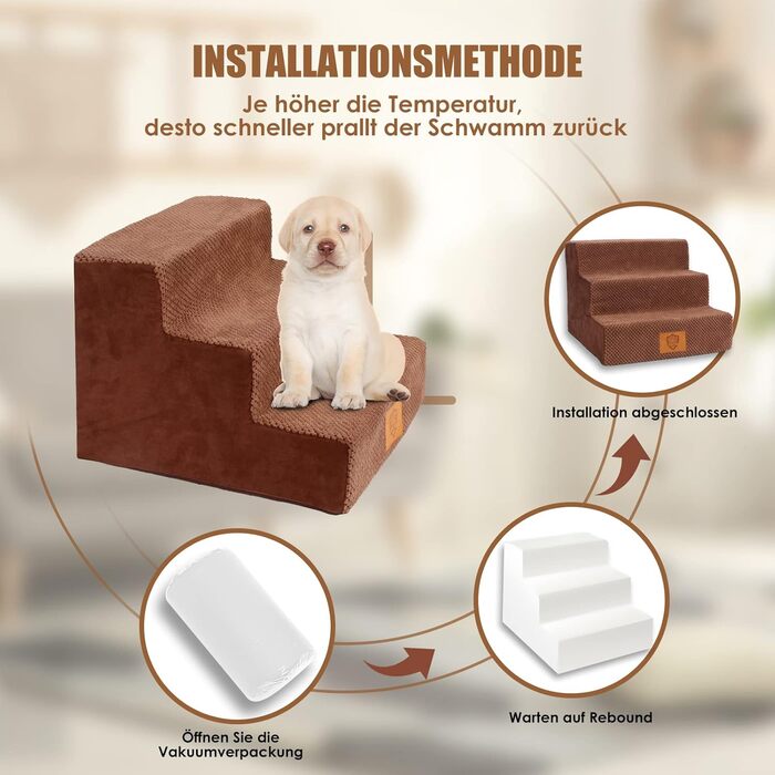 Сходинки для собак та котів Zvonema: 3 сходинки, антиковзкі, знімний чохол, для маленьких тварин