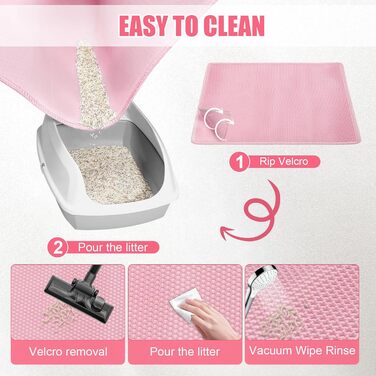 Килимок для котячого туалету TidyNuts, рожевий, XL (114,3 x 81,3 см), двошаровий, EVA, водонепроникний, контролює розсипання наповнювача