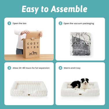 Ортопедичне ліжко для собак з штучного хутра, великі породи, диван з високопідтримуючим пінополіуретаном та водонепроникним чохлом, неслизьке, м'яке, тепле, пране, C-подібне, розмір XL (бежевий)