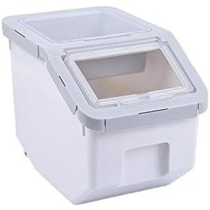 Контейнер для корму для тварин, контейнер для корму для собак зі шкребком, стекується, 10 кг, контейнер з кришкою, сірий, розмір L