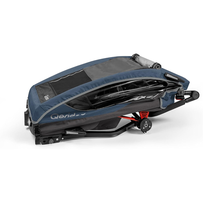 Qeridoo Sportrex 2 Limited Edition Jeans Blue: Дитячий велопричіп для 2 дітей, 360° обертове колесо, захист голови