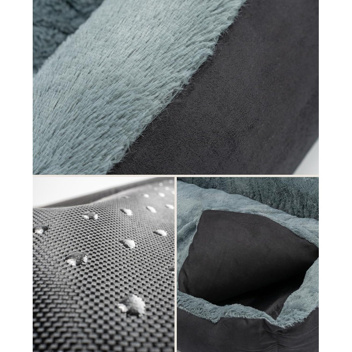 Килимок для собак Lionto з двостороннім подушкою та неслизьким дном, міцний лежак для домашніх тварин з глибоким входом, підходить для собак та котів будь-якого віку, 50x37 см, чорний/сірий, розмір 50 x 37 x 17 см