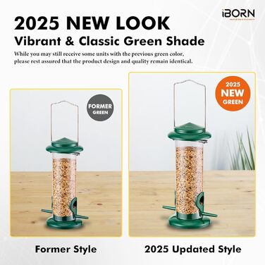 iBorn годівниця для птахів на підвіску, зелена, 2 шт. - металева, стійка до іржі, 20 см