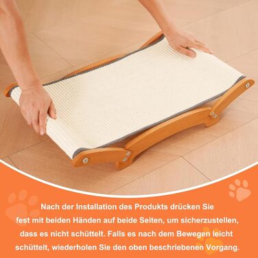 Кігтеточка-ліжко для котів з сизалю, масивне дерев'яне ліжко-гамак, кігтеточки, стійка для дряпання, великі коти, меблі для котів