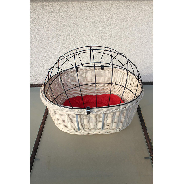 Корзина для велосипеда Marcus Hundefahrradkorb для руля з лози з металевою сіткою та подушкою, корзина для собак, корзина на кермо, корзина для покупок, натуральний (XXL з подушкою)