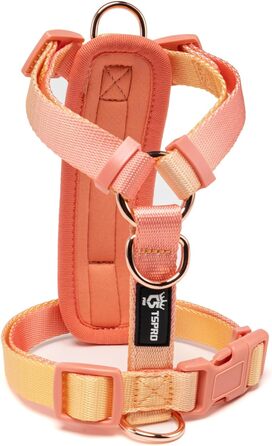 Нашийник для собак середнього розміру TSPRO, не тягне, легкий, регульований, градієнт кольору, з швидкою застібкою, дихаючий та довговічний (жовто-зелений, розмір 2). Розмір 2 (обхват шиї 40,6–68,6 см, обхват грудей 40–70 см) Градієнт жовто-зелений